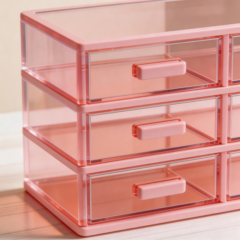 Functional Design | Transparent Plastic | Organize Your Home or Office | Perfect Gift for Tidy Enthusiasts | Sleek Pink Color
