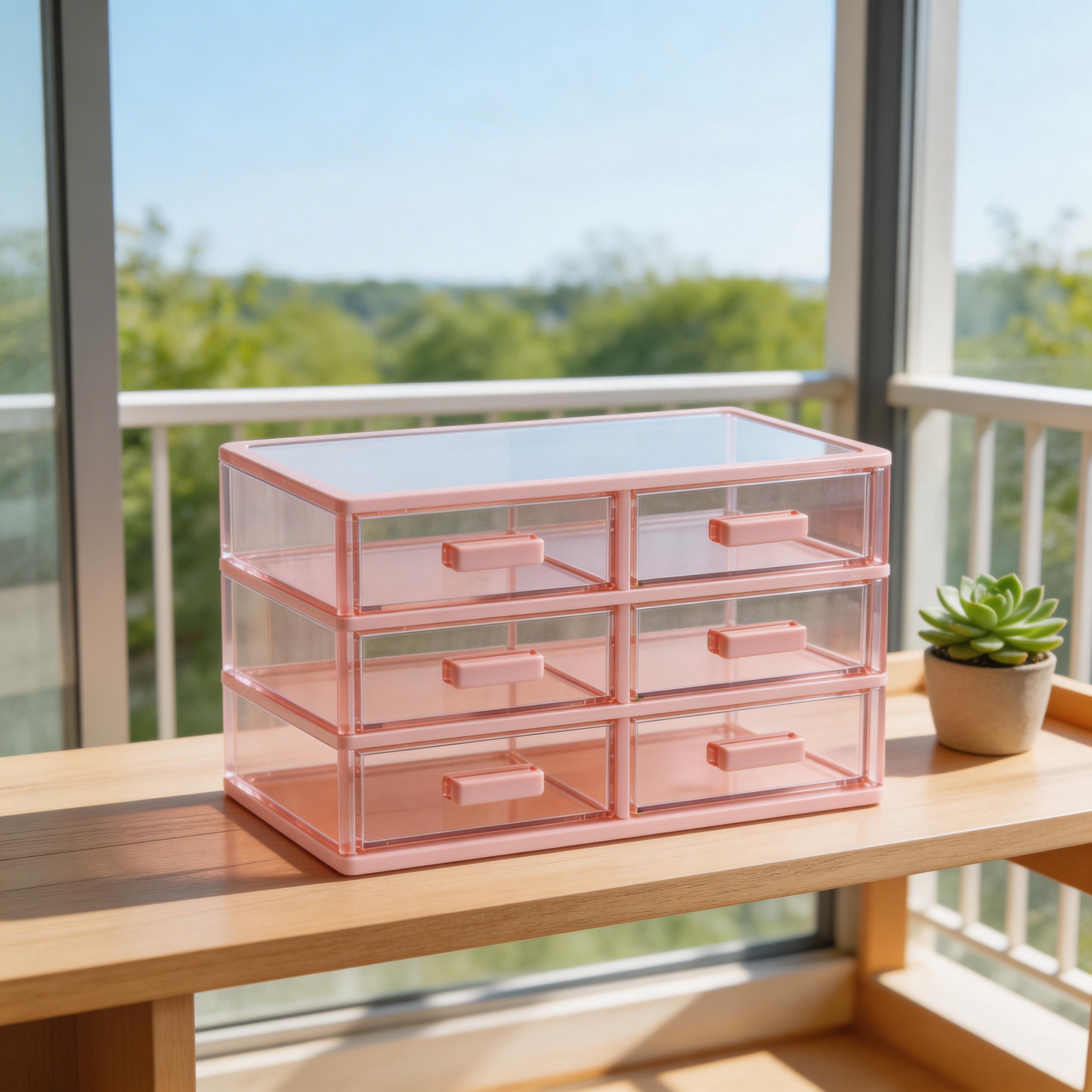 Functional Design | Transparent Plastic | Organize Your Home or Office | Perfect Gift for Tidy Enthusiasts | Sleek Pink Color