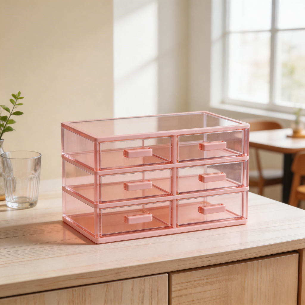 Functional Design | Transparent Plastic | Organize Your Home or Office | Perfect Gift for Tidy Enthusiasts | Sleek Pink Color