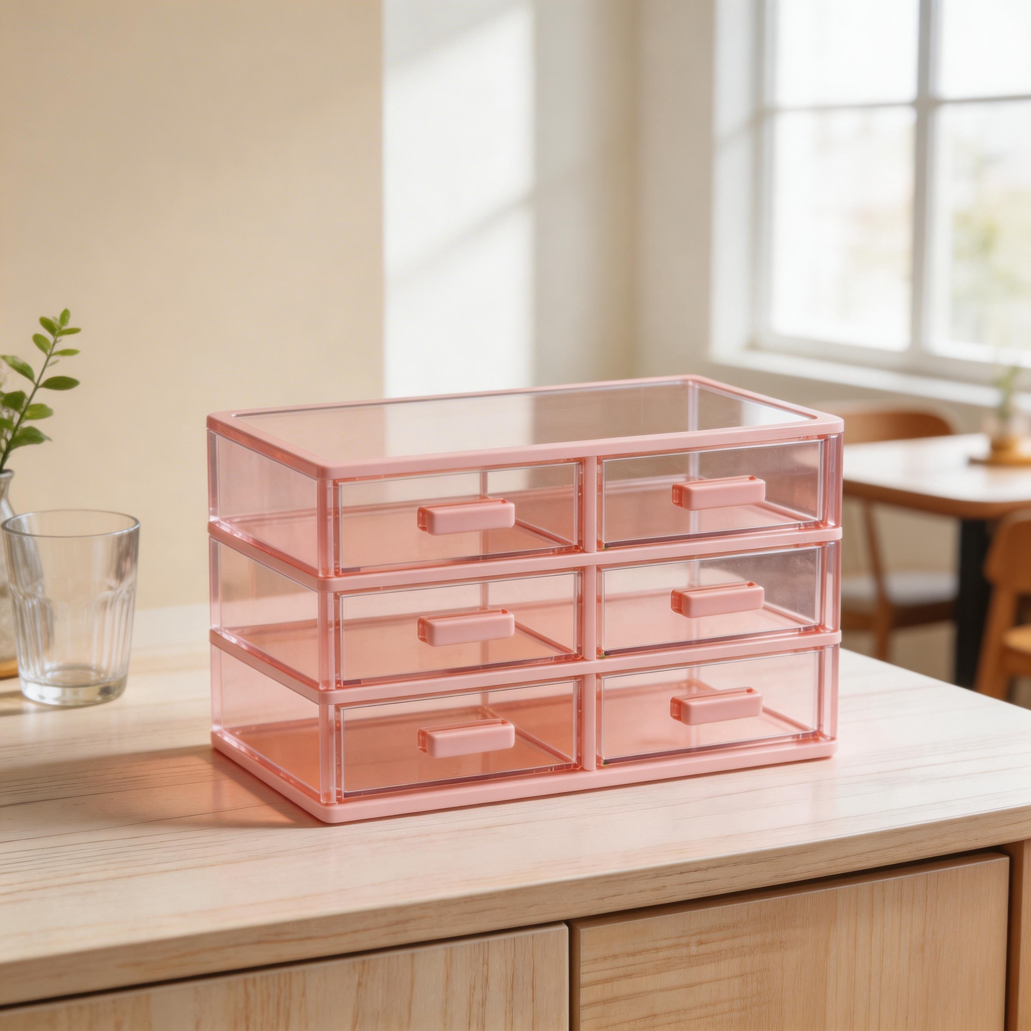 Functional Design | Transparent Plastic | Organize Your Home or Office | Perfect Gift for Tidy Enthusiasts | Sleek Pink Color
