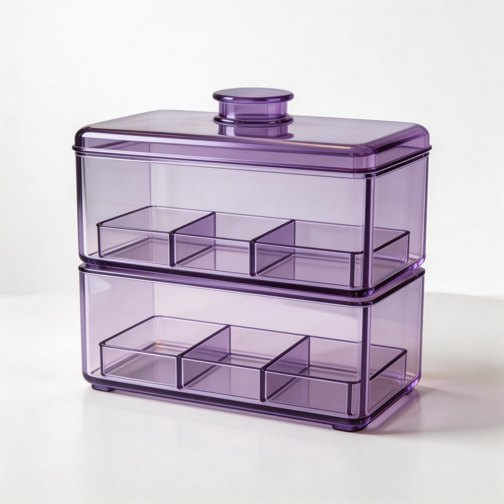 Organize in Style | Transparent Plastic | Modern Desktop Storage | Perfect Gift for Organization Enthusiasts | Elegant Purple Design