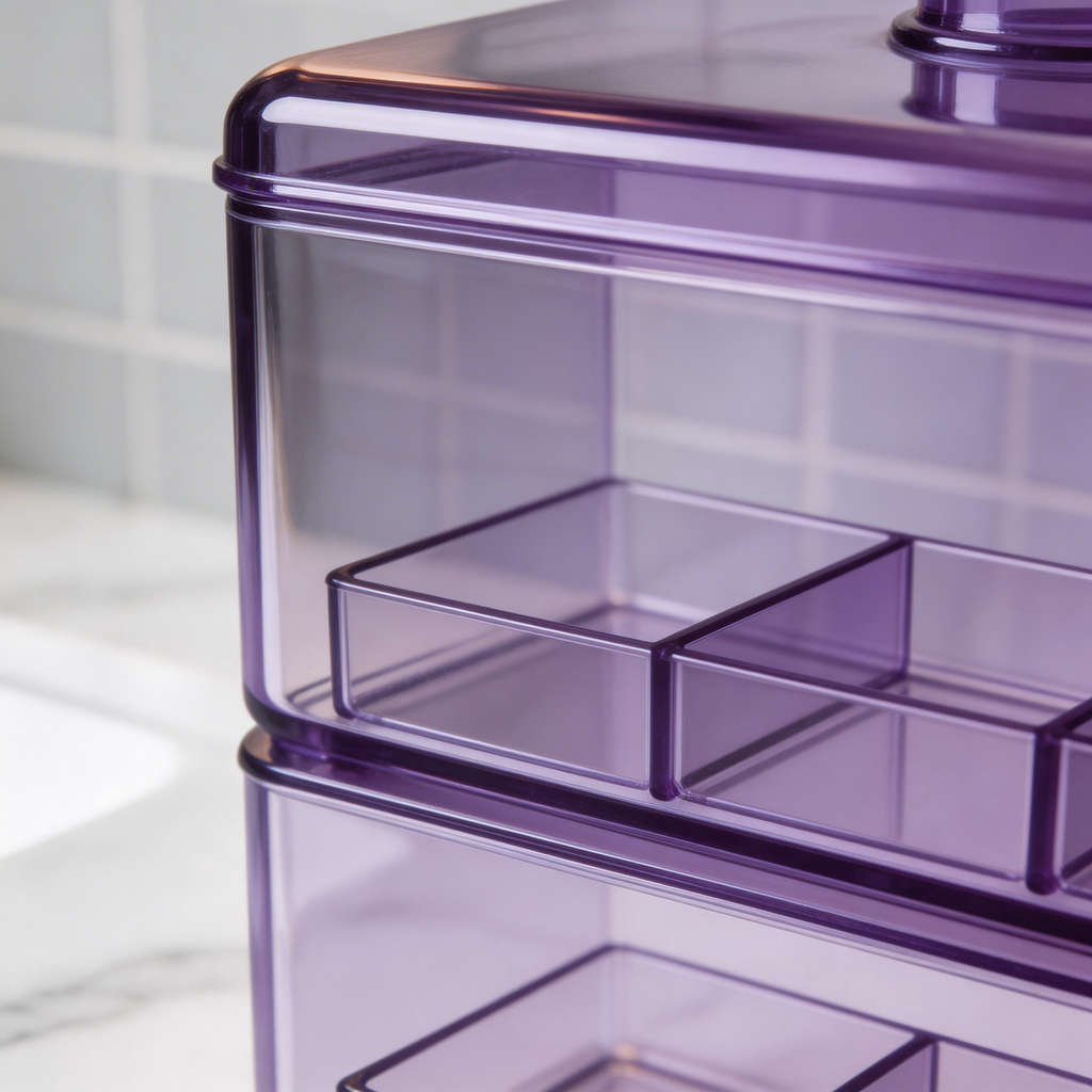 Organize in Style | Transparent Plastic | Modern Desktop Storage | Perfect Gift for Organization Enthusiasts | Elegant Purple Design