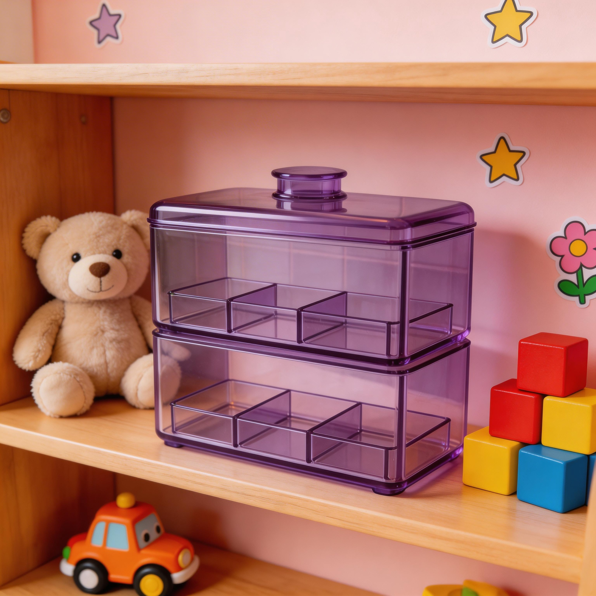 Organize in Style | Transparent Plastic | Modern Desktop Storage | Perfect Gift for Organization Enthusiasts | Elegant Purple Design
