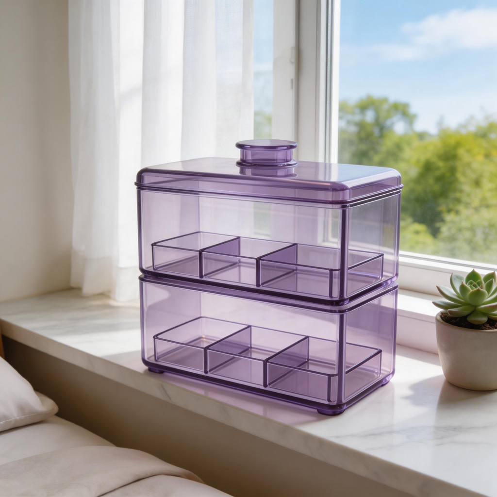 Organize in Style | Transparent Plastic | Modern Desktop Storage | Perfect Gift for Organization Enthusiasts | Elegant Purple Design