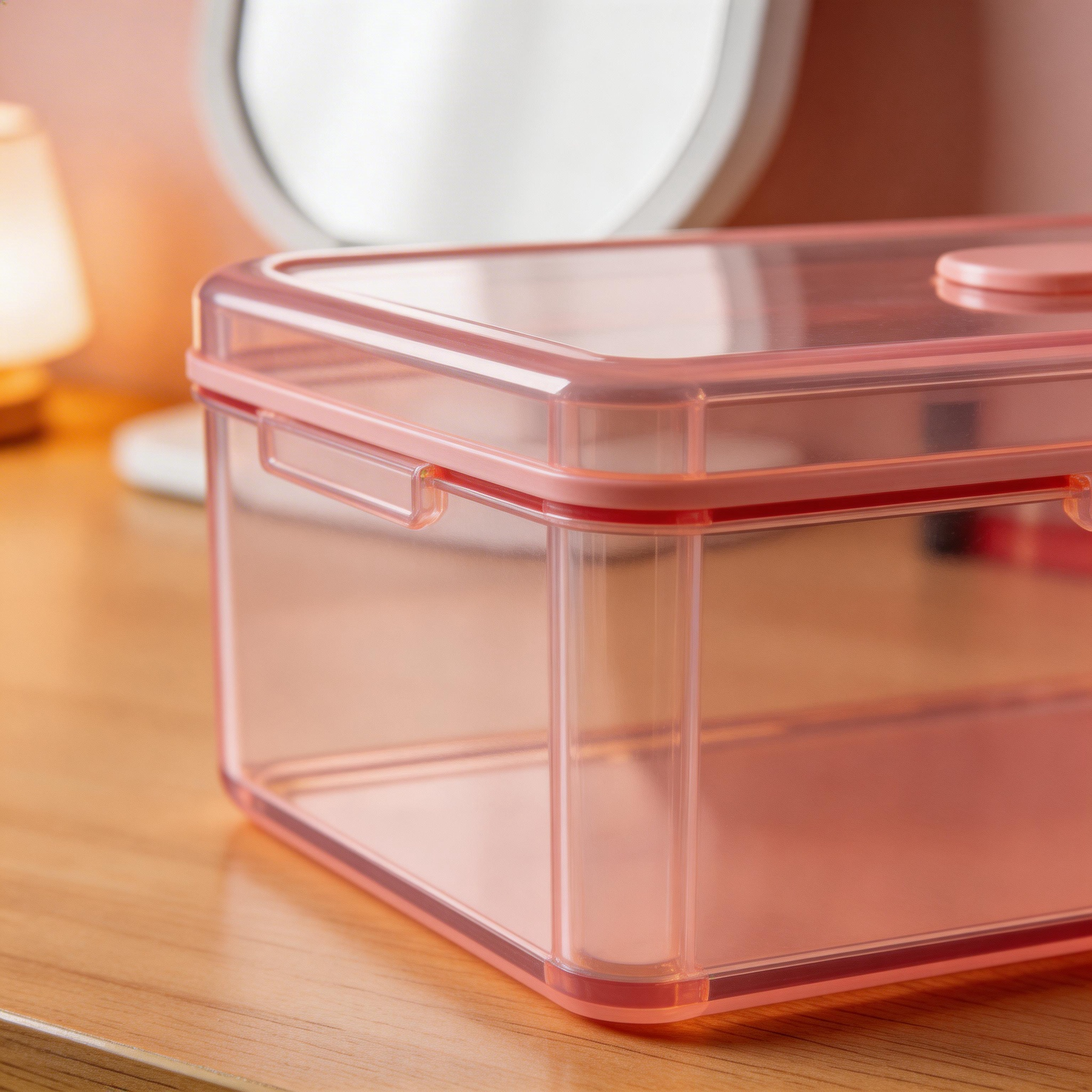 Sleek & Transparent | Premium Plastic | Modern Desk Organizer | Perfect Gift for Neat Freaks | Elegant Pink Design