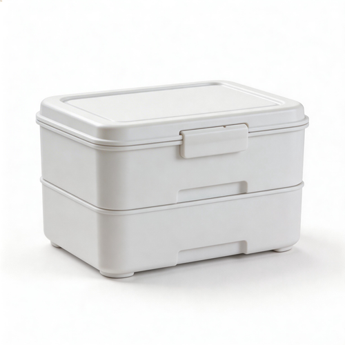 Functional & Space-Saving | Durable Plastic | Minimalist White Storage Box | Ideal for Home Organization | Stackable and Practical Design