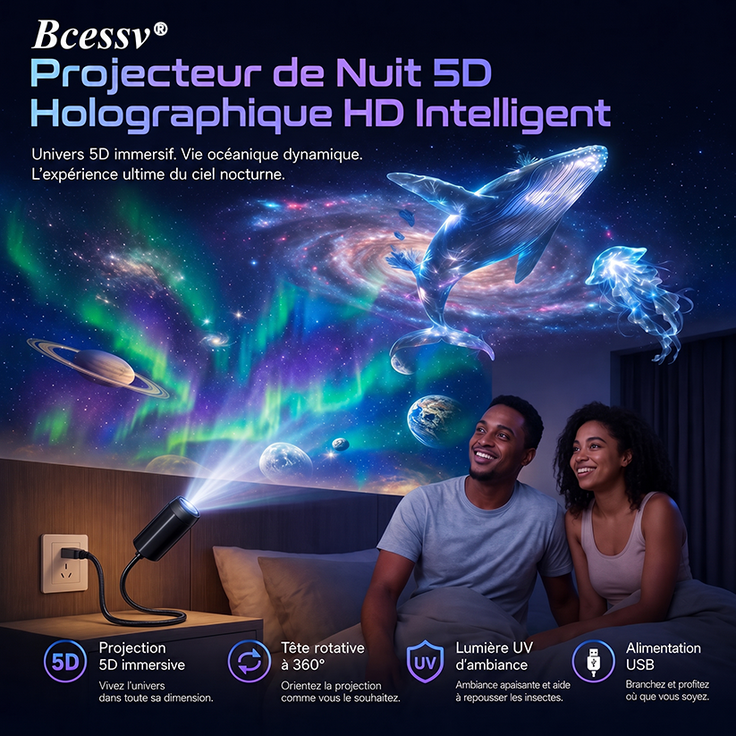 𝑩𝗰𝙚𝐬𝒔𝙫®🌟 Veilleuse projecteur d’étoiles holographique intelligente