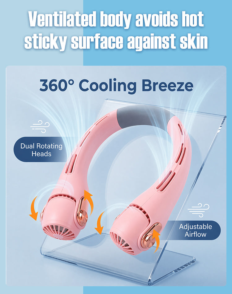 🥳2026 HOT SALE🥳💞50K+ SOLD!🍃💨 50% OFF! Neck Air Conditioner Fan – Ultra‑quiet, 360° rotating, 3 speeds. Hands‑free cooling, long battery. 🌬️😎🌬️